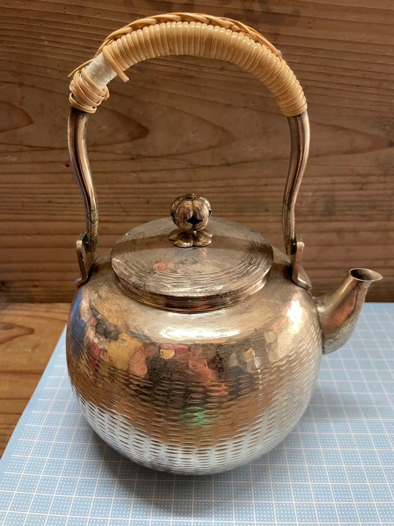 ア*社様 薬缶【m1349 水注　水さし 湯沸かし　急須　茶器　茶道具　煎茶　銀