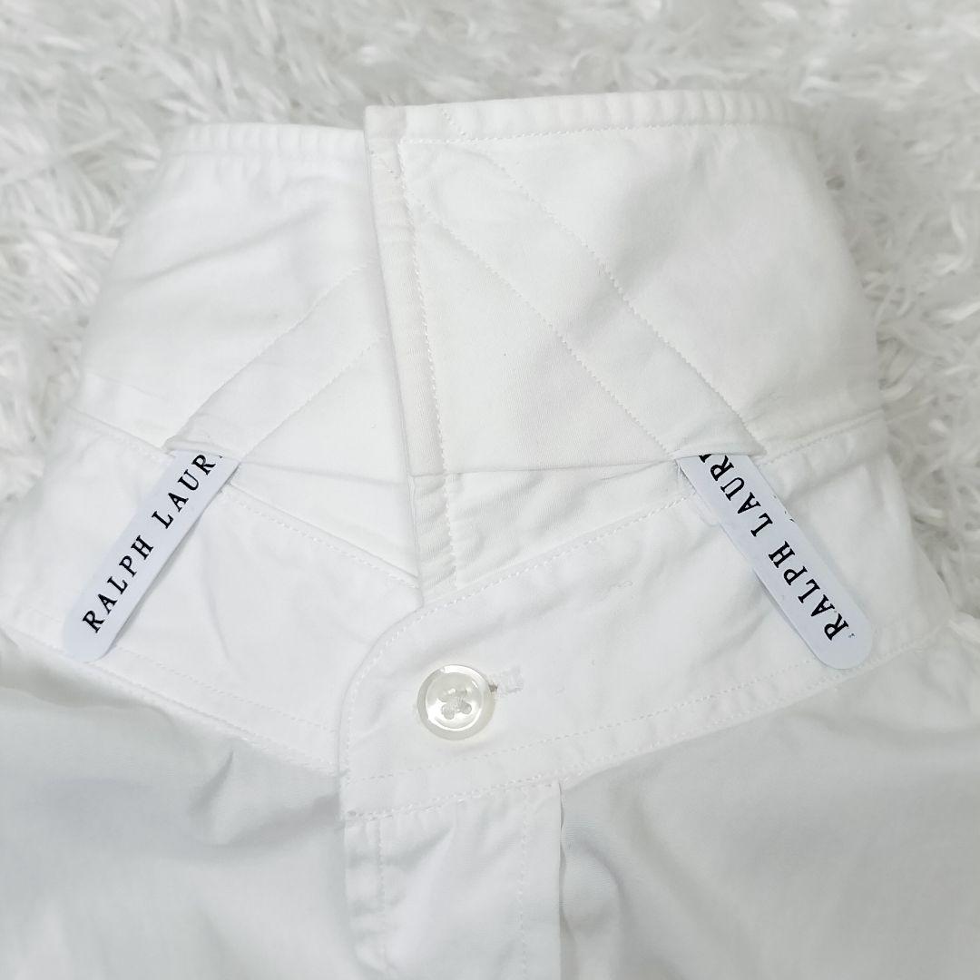 ラルフローレン ビッグポニー コットンシャツ ホワイト 刺繍 カラーキーパー