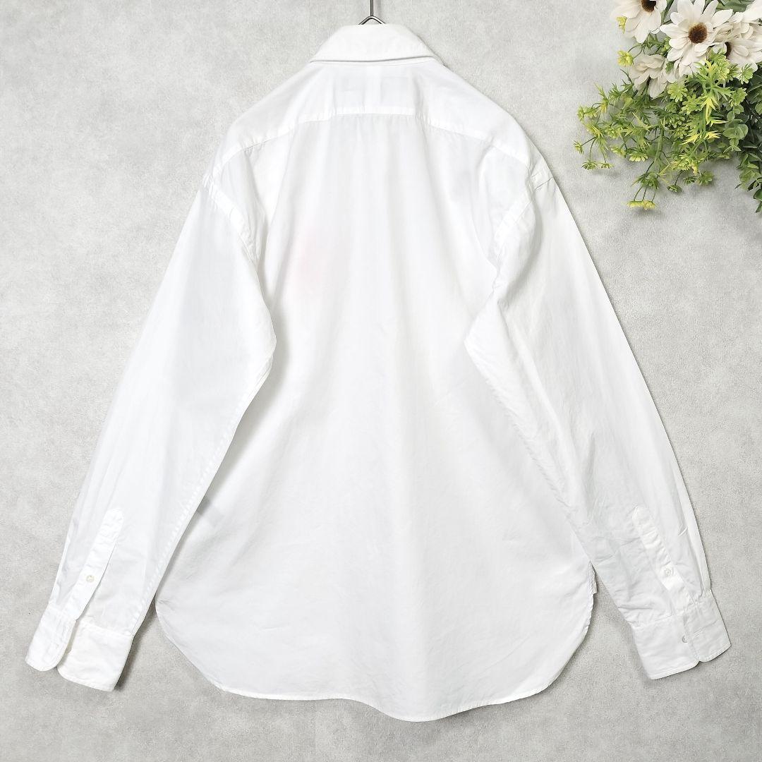 ラルフローレン ビッグポニー コットンシャツ ホワイト 刺繍 カラーキーパー