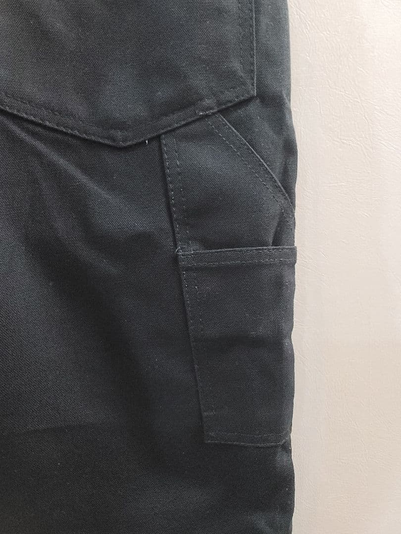 ROUND HOUSE ブラックオーバーオールw36L30　ダブルニー　ダック地