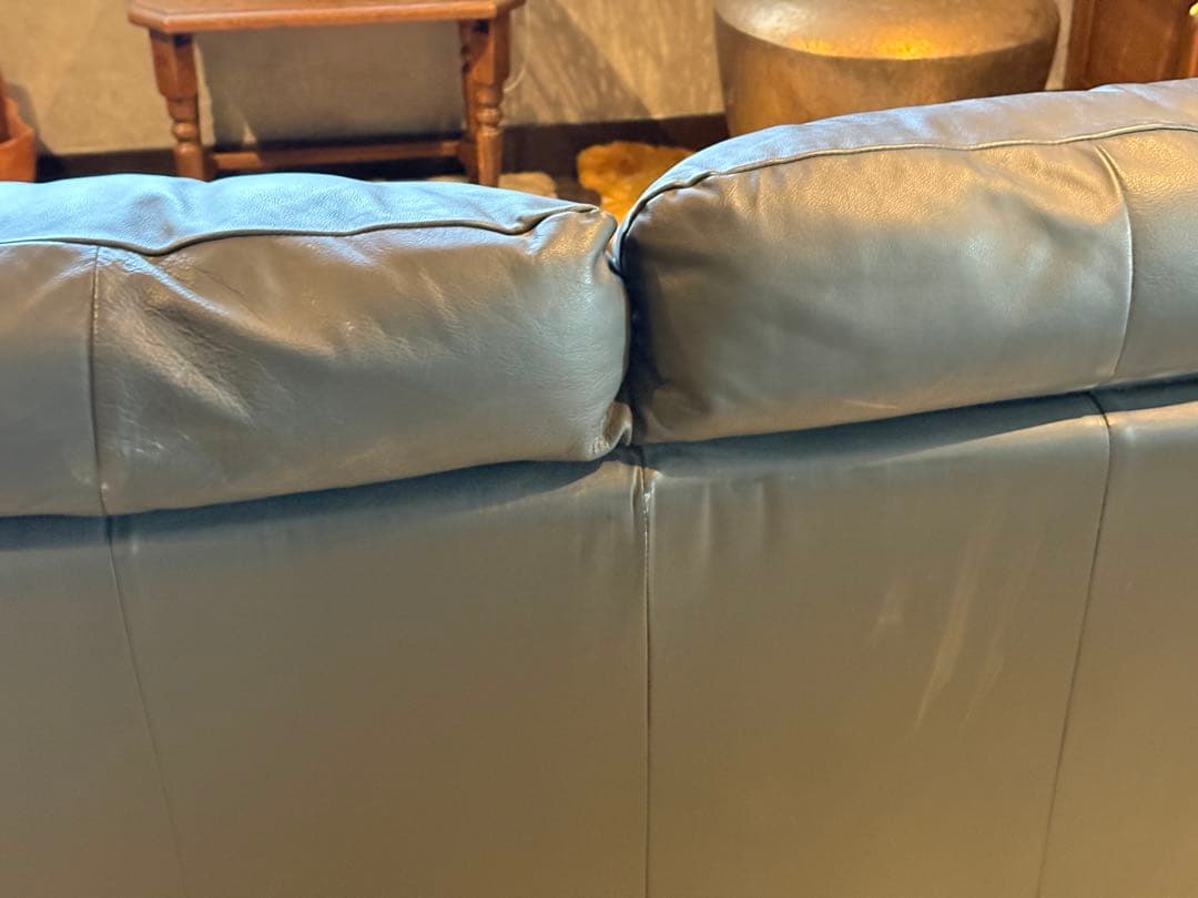 ②カウチソファ　ブラックソファ　2P　モダン　クラシック　シンプル　レザー　IG