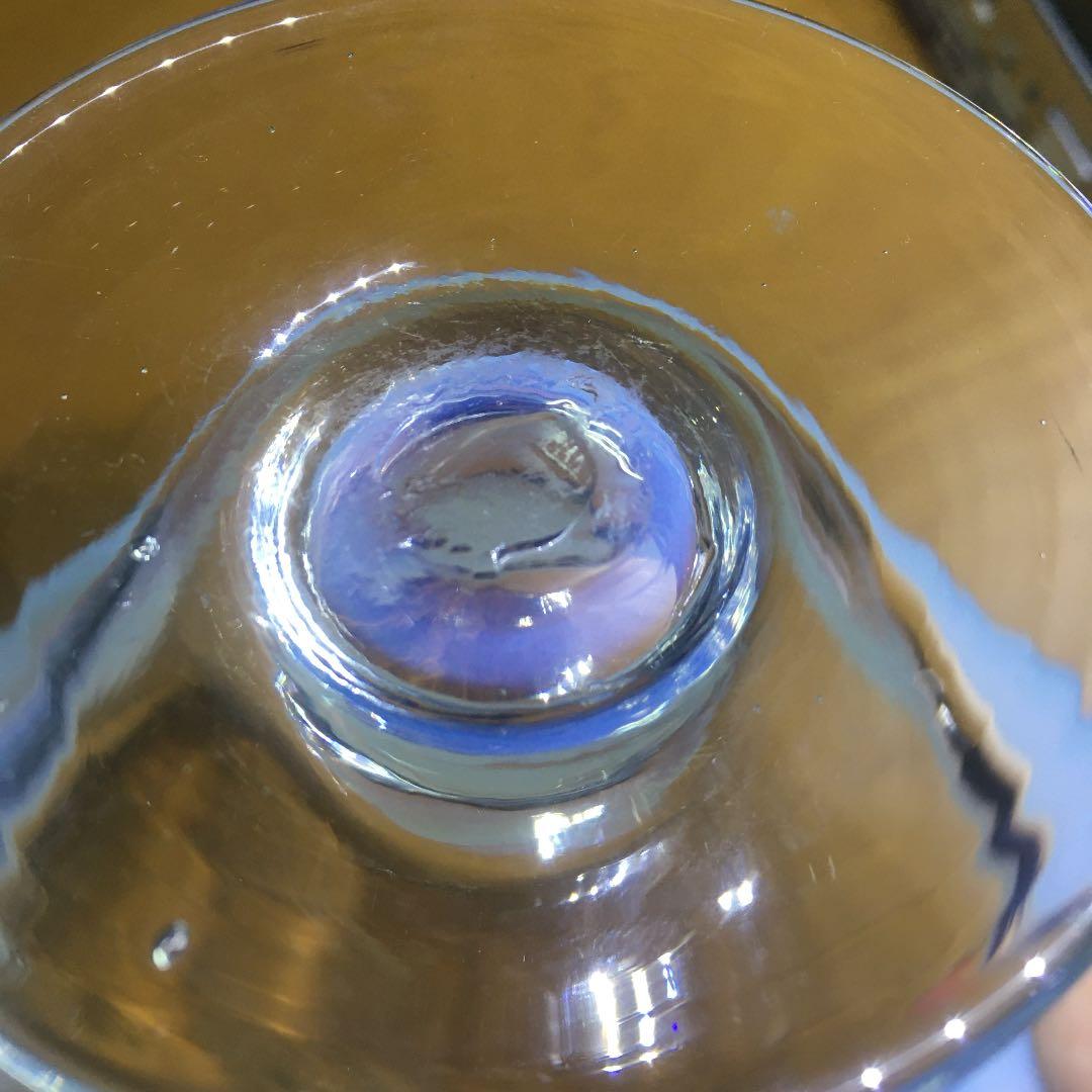 氷コップ③ 乳白色 薄水色縁 5個セット 大正ガラス