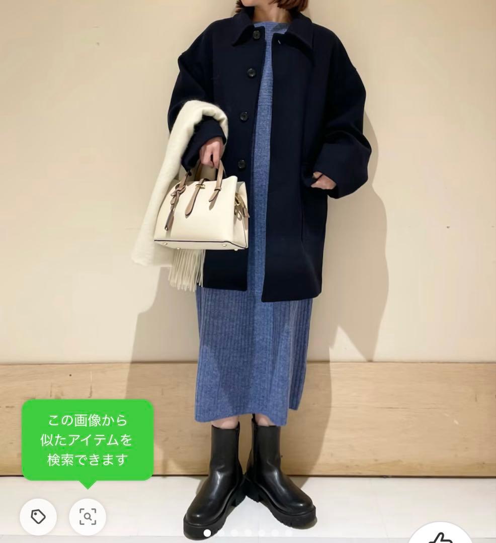 FORK&SPOON　バルカラーミドルコート　ネイビー