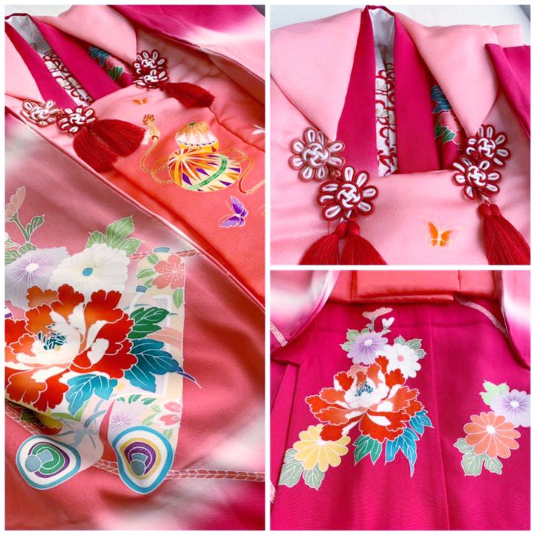 七五三 女の子　三歳用　京友禅　正絹　振袖　被布　セット
