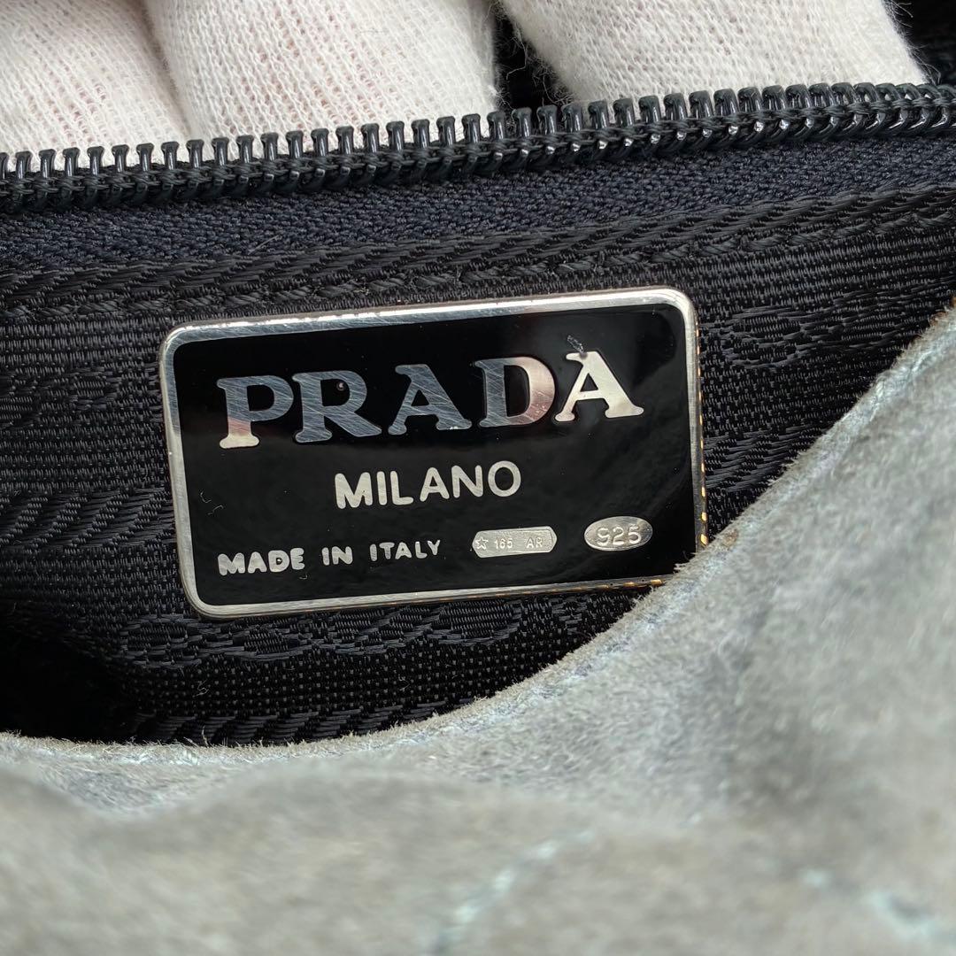 PRADA プラダ チェーン ショルダーバッグ キルティング スエード 三角ロゴ