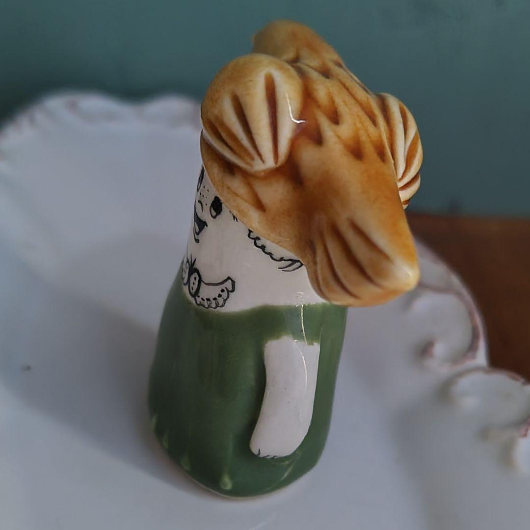 うえのえみ　陶人形　置物　小鳥　女の子　作家物