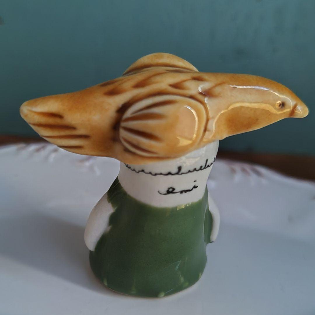 うえのえみ　陶人形　置物　小鳥　女の子　作家物