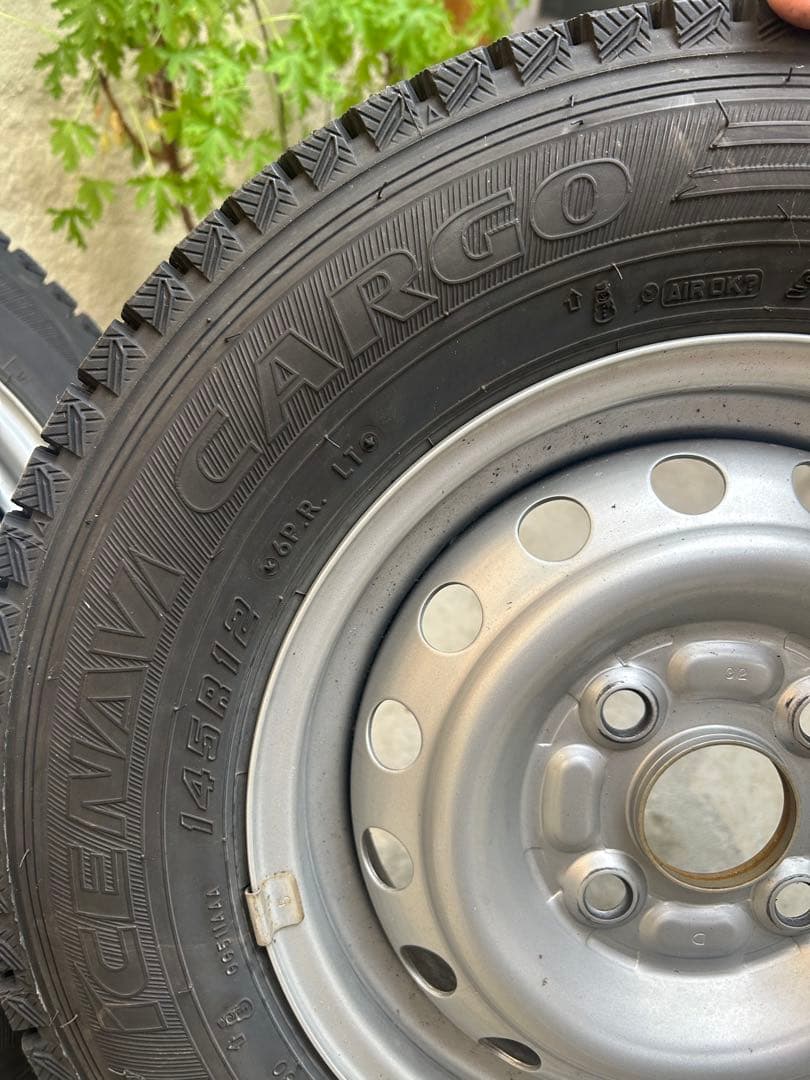 145R12 6PR ハイゼット用スタッドレス、スチールホイール4本セット