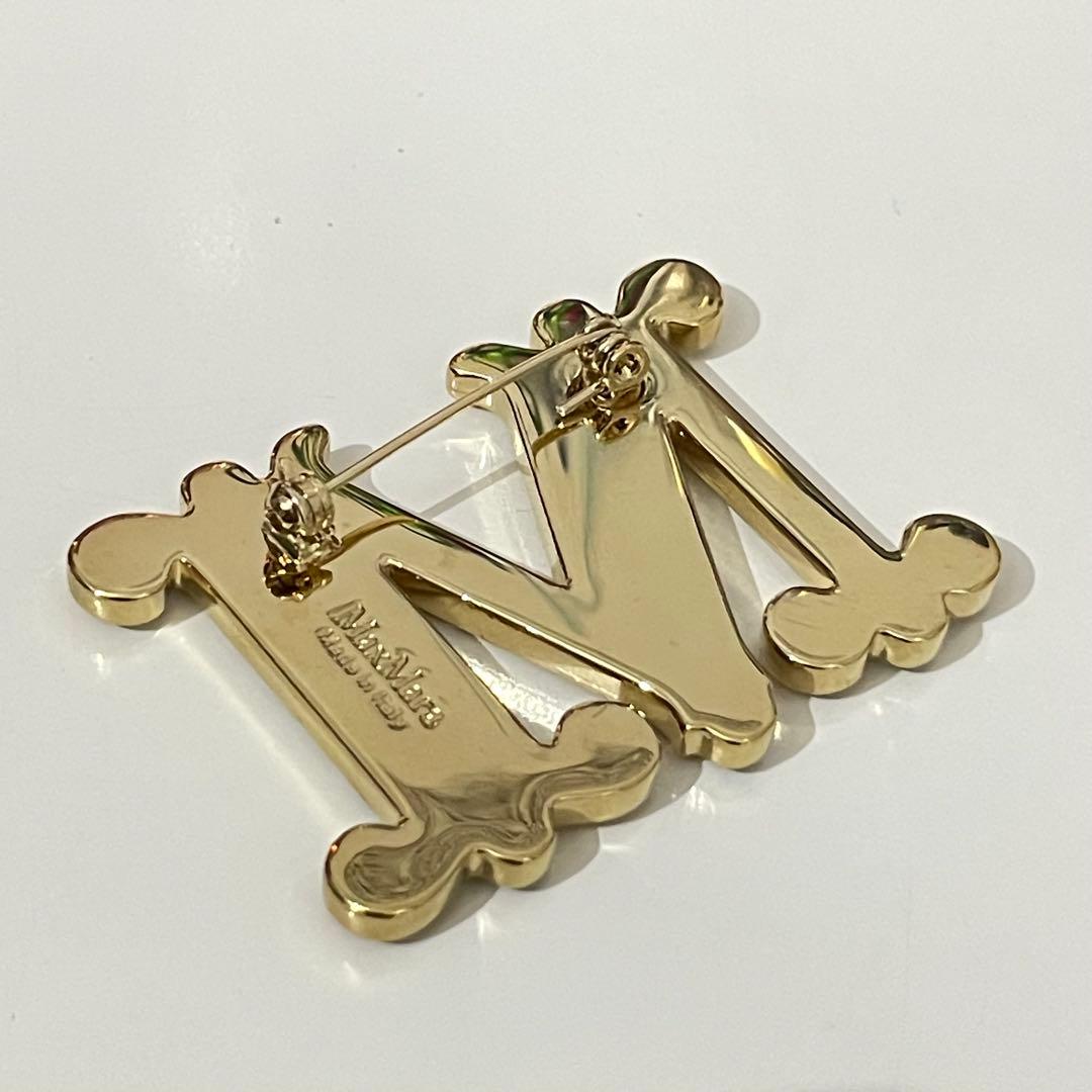Max mara 定番 クリスタル x ゴールド　ブローチ