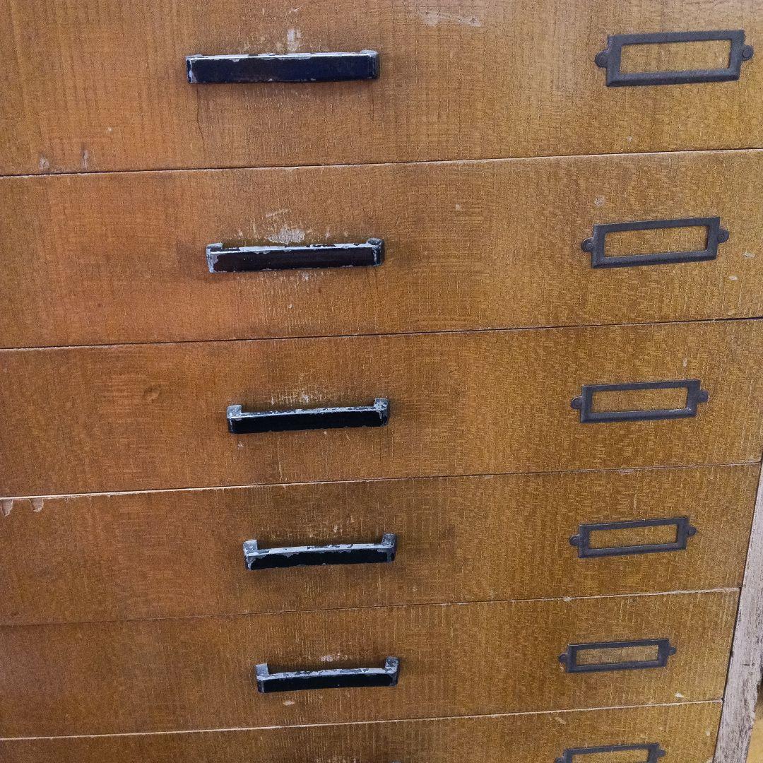 木製キャビネット　昭和レトロ・指物細工・アンティーク・7段