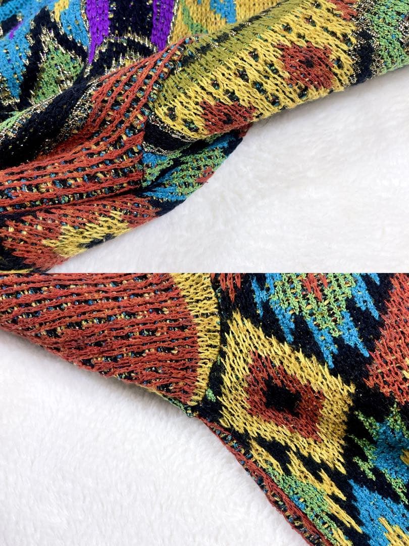 【希少】FICCE (フィッチェ) 幾何学模様 ニットセーター マルチカラー