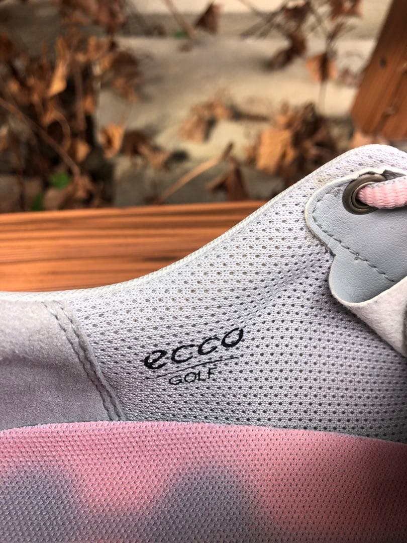 376番 新品ecco ゴルフシューズピンク/グレー23.5cm ソフトスパイク