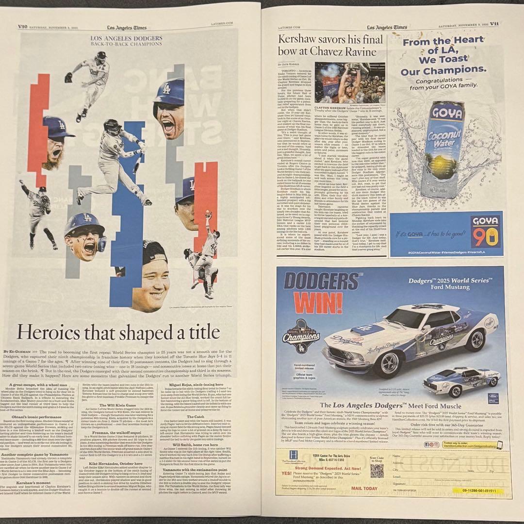 【ドジャース WS \"優勝特別記念版\"】　3部のみスペシャル価格　大谷翔平