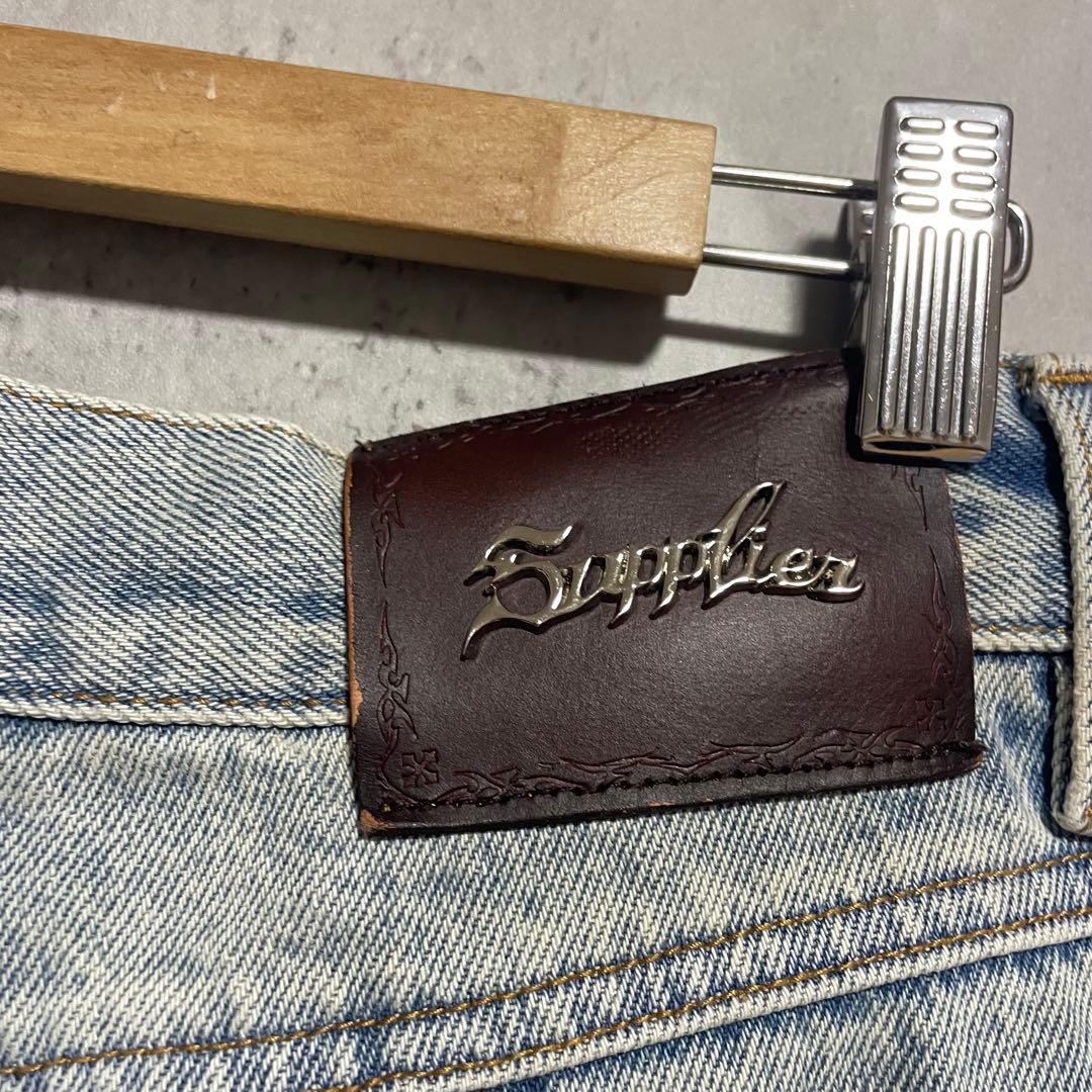 SUPPLIER サプライヤー クロスレザーパッチ　バギーデニムパンツ