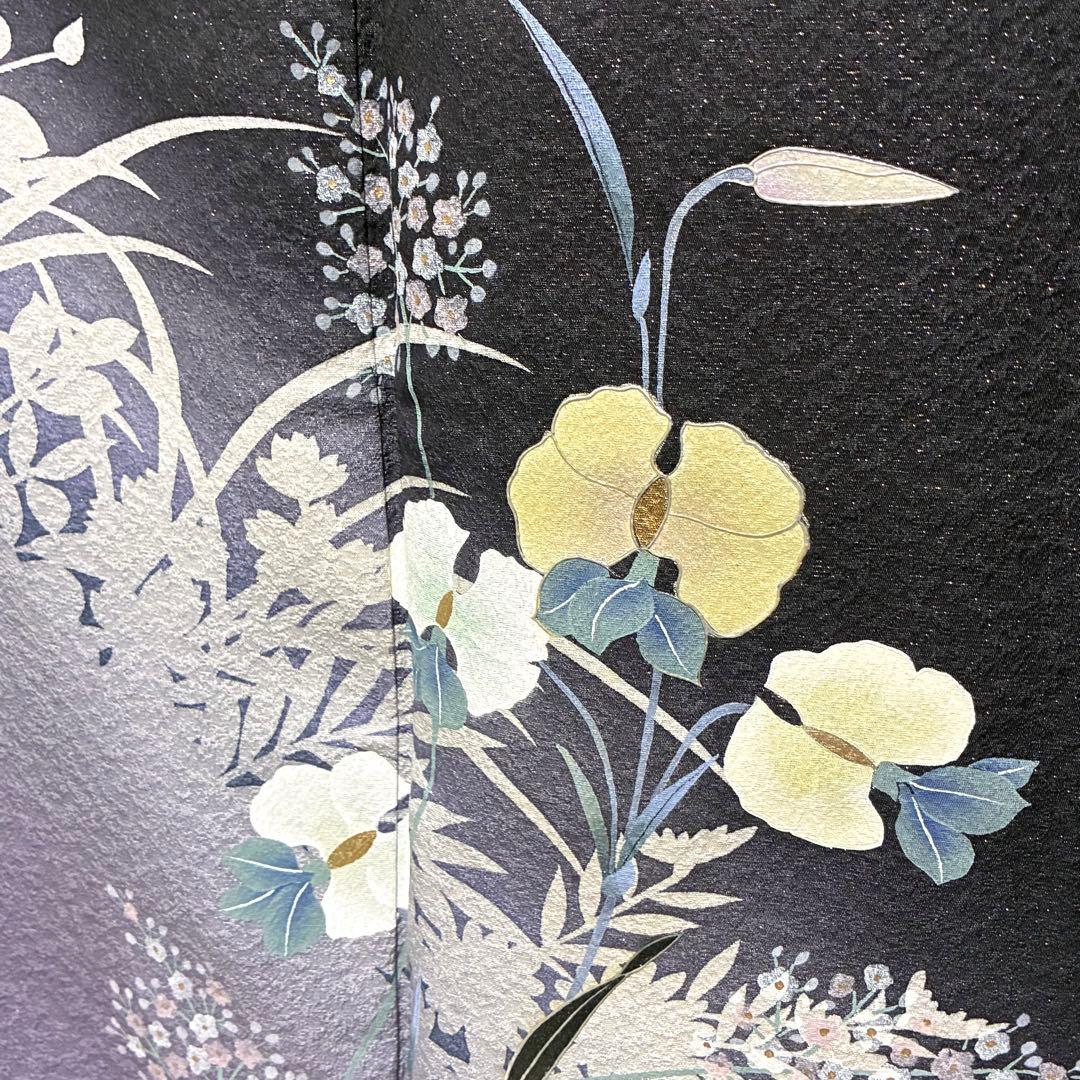 D12 訪問着 京友禅の巨匠 頼田勉 胡蝶蘭 金通し 正絹 着物 袷 極美品