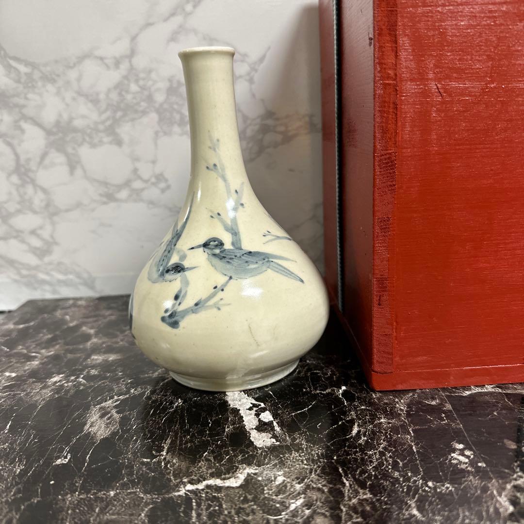 李朝、分院窯、花鳥図、完品！箱。