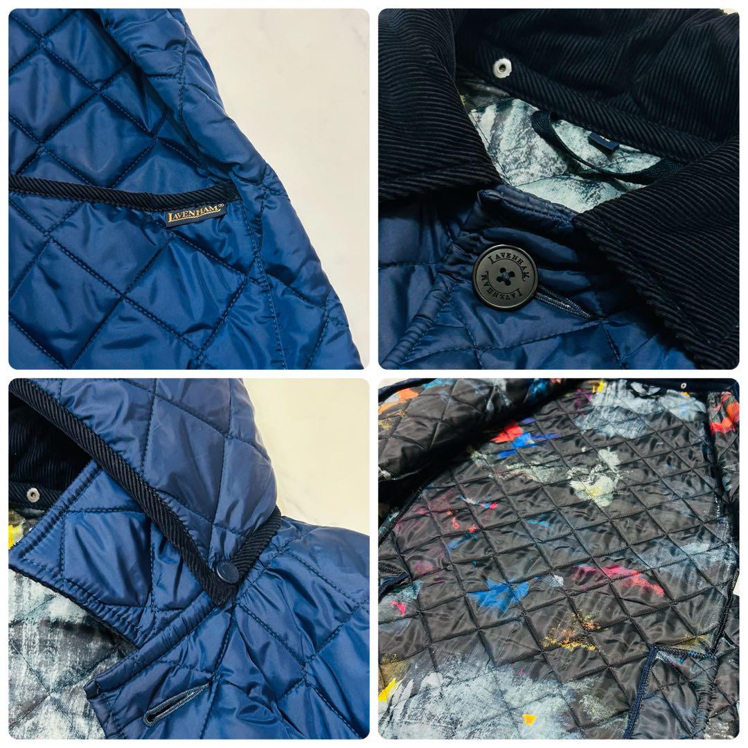 【美品】ラベンハム×ポールスミス　キルティングジャケット　総柄 2way フード