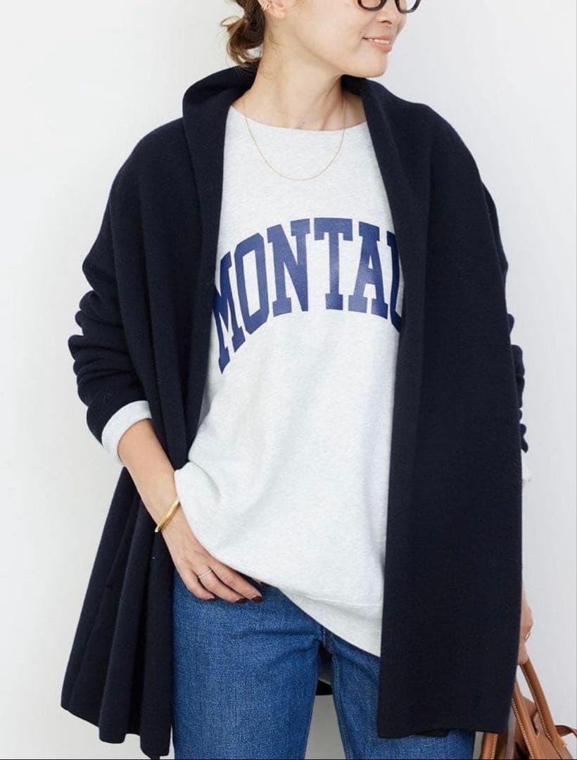 Deuxieme Classe スムースニットガウンショートコート　24AW 紺