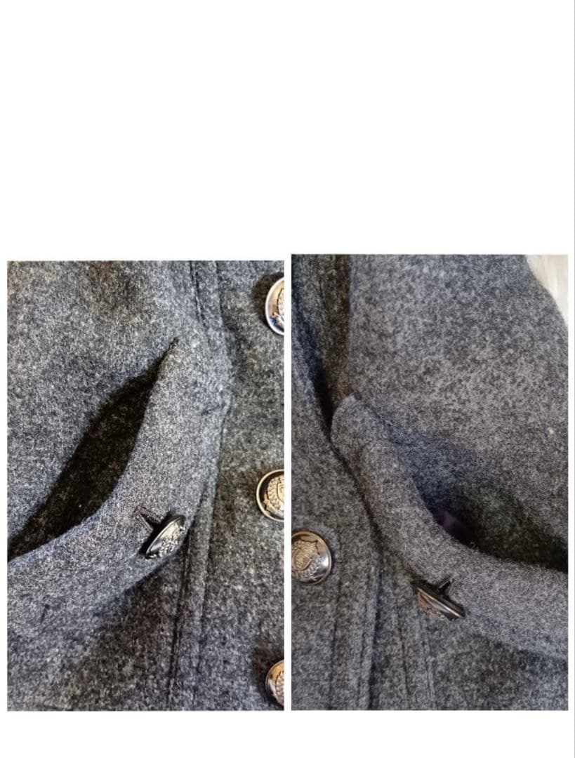 【バーバリー ブルーレーベル】Pコート 銀ボタン ノバチェック ダブル 36