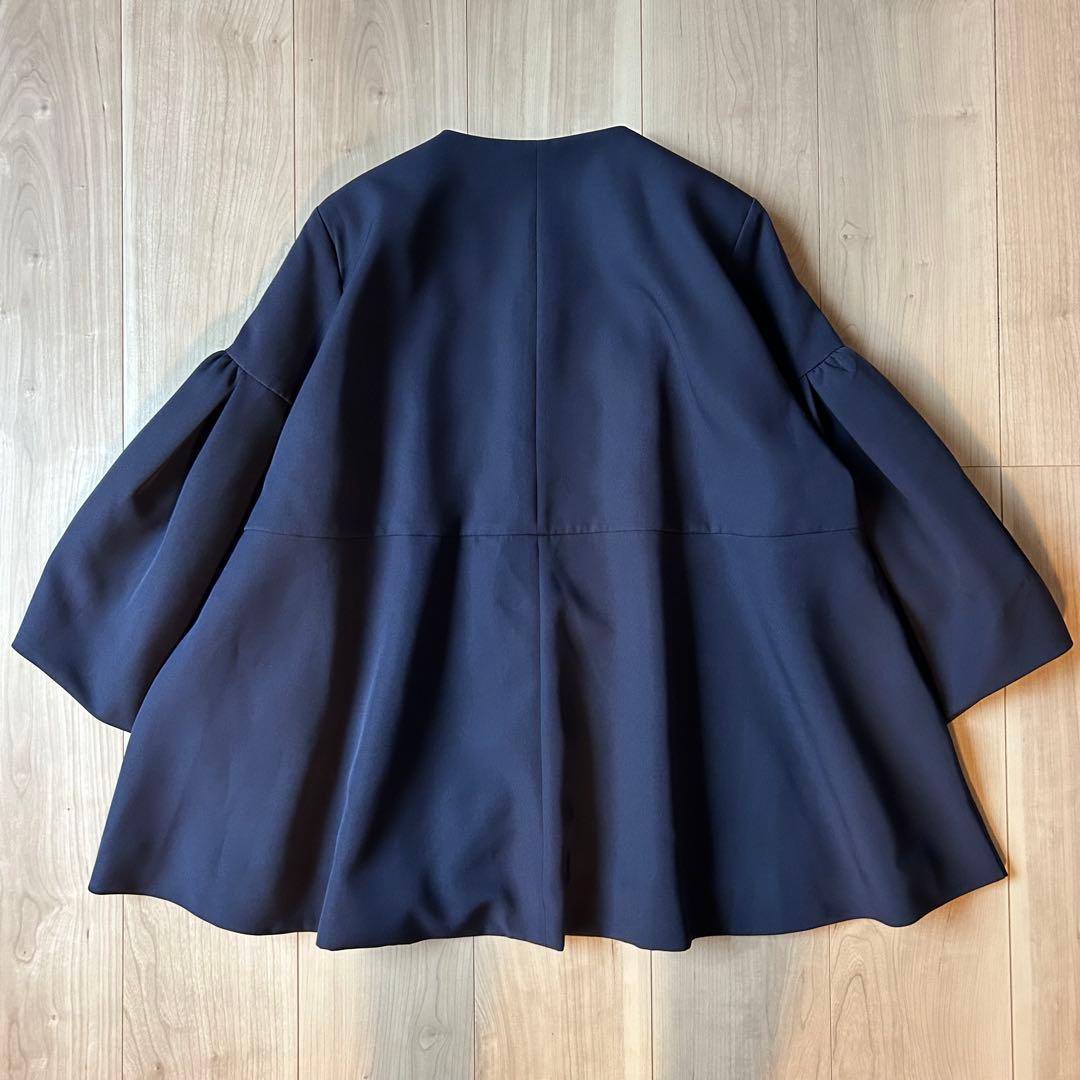 新品＊ルイルエブティック完売品ノーカラーフレアースリーブジャケットのみMネイビー