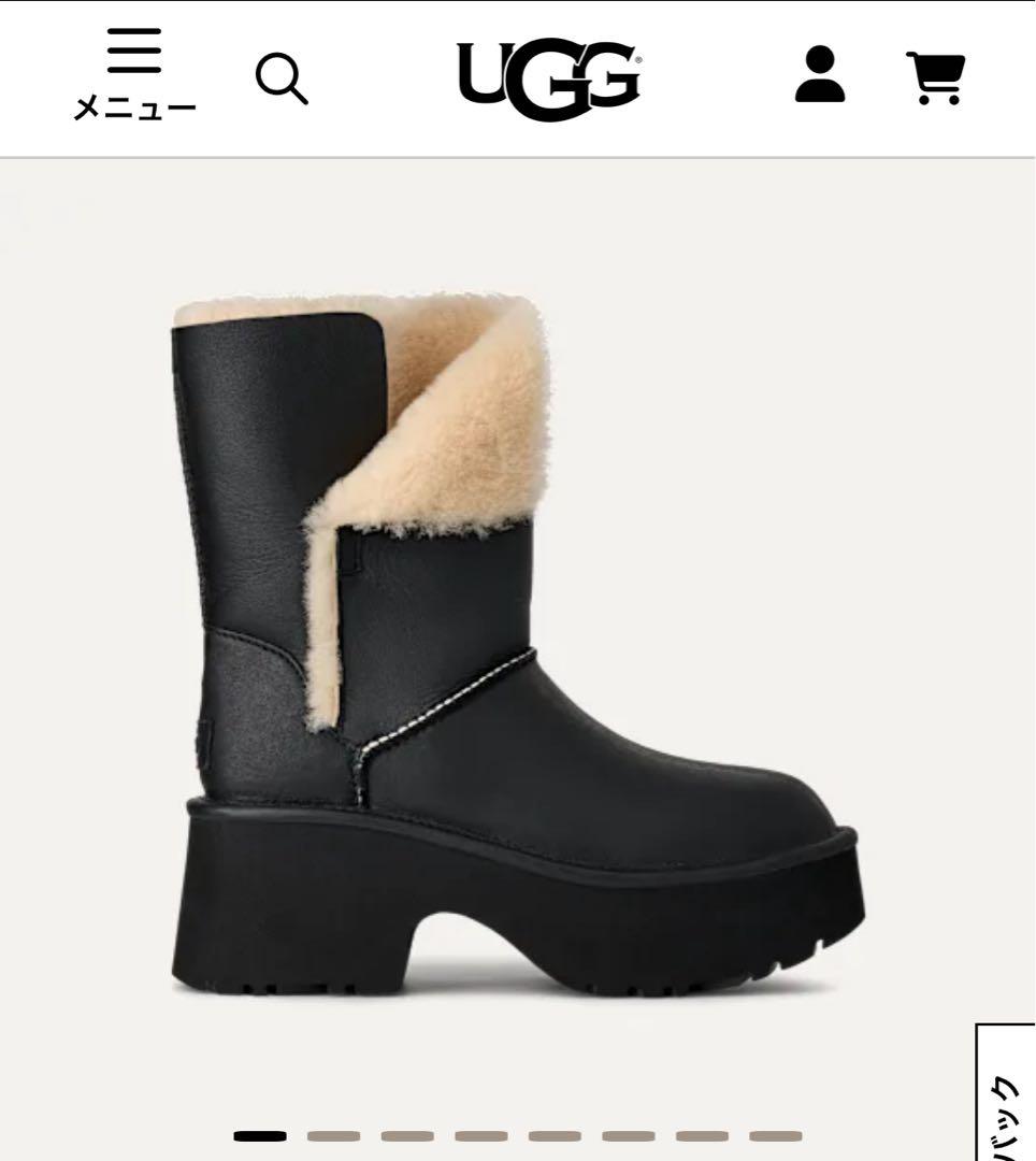 UGG ブラック 厚底ムートンブーツ　Esmee Leather Boot