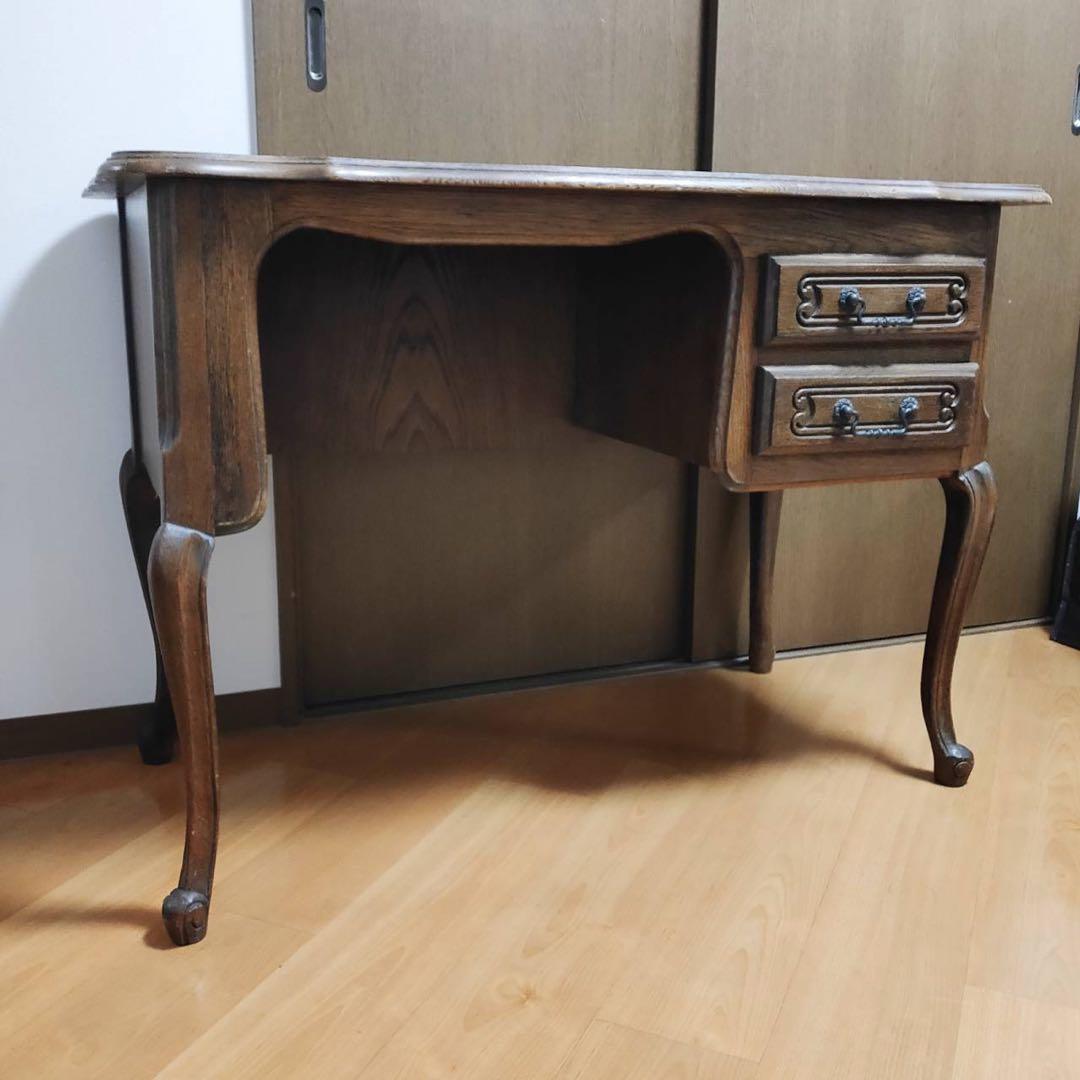 木製 アンティークデスク ヴィンテージ 机 海外輸入家具 東欧製 猫脚