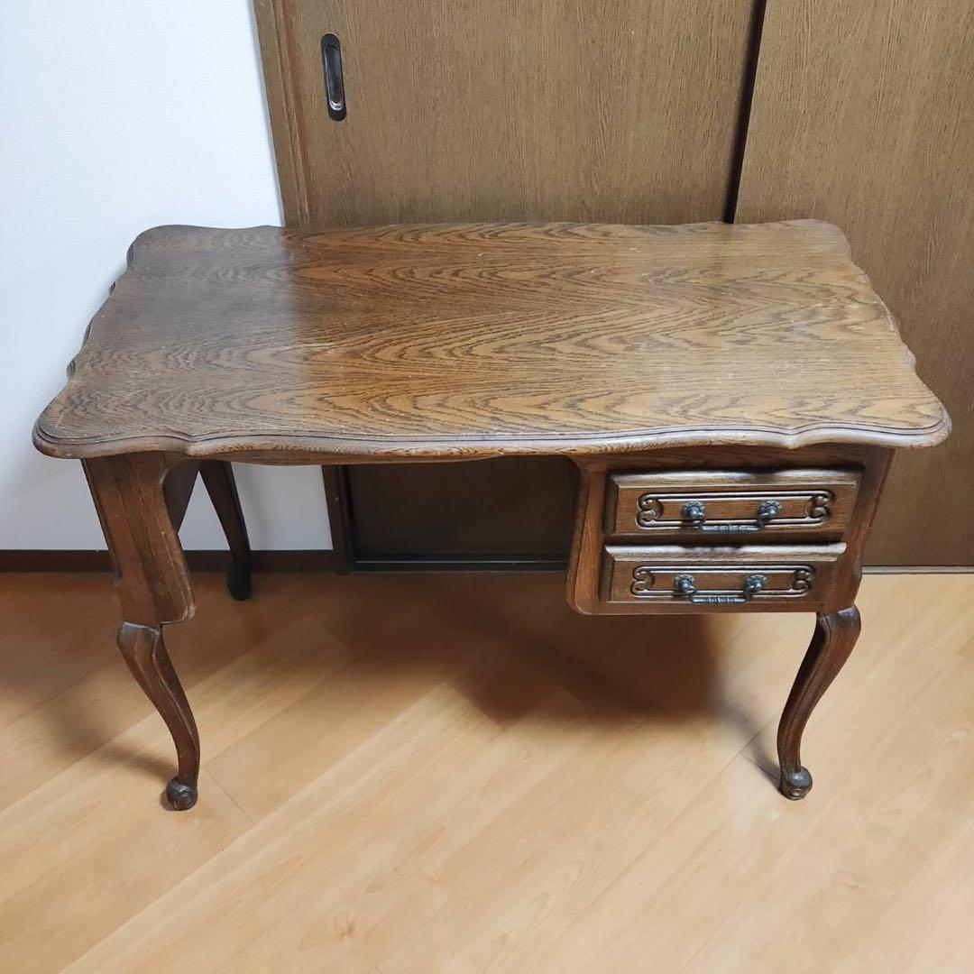 木製 アンティークデスク ヴィンテージ 机 海外輸入家具 東欧製 猫脚