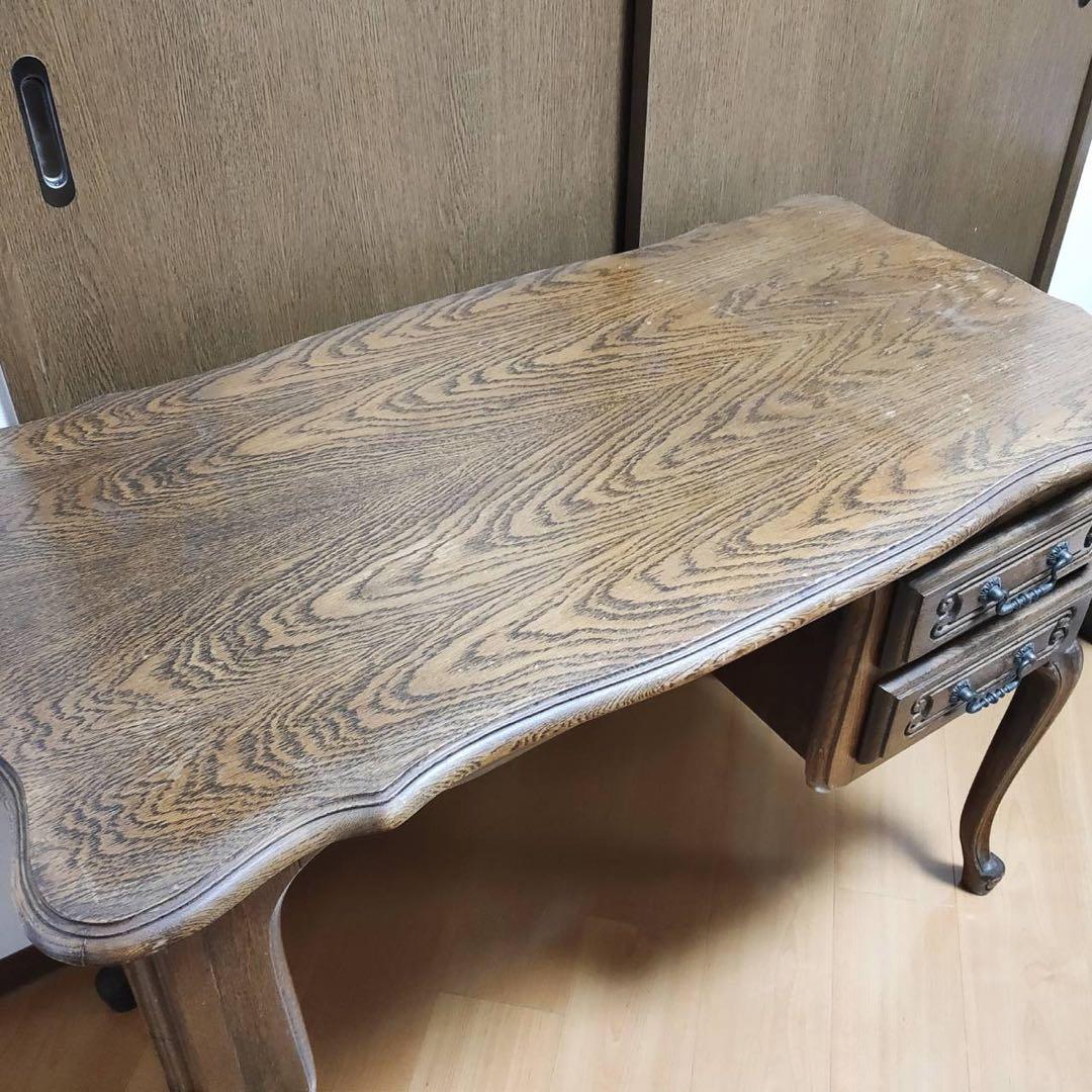 木製 アンティークデスク ヴィンテージ 机 海外輸入家具 東欧製 猫脚