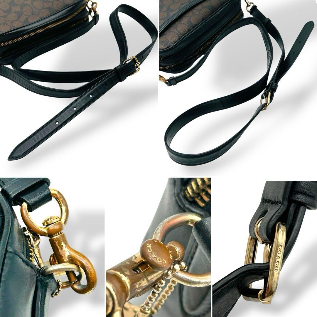 【人気】COACH コーチ　ショルダーバッグ ブラウン×ブラック　レザー　良品