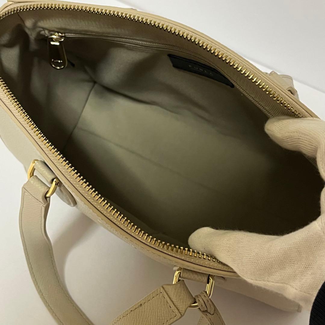 美品✨フルラ　ミネルヴァ　2way ショルダーバッグ　通勤通学　レザー　グレー