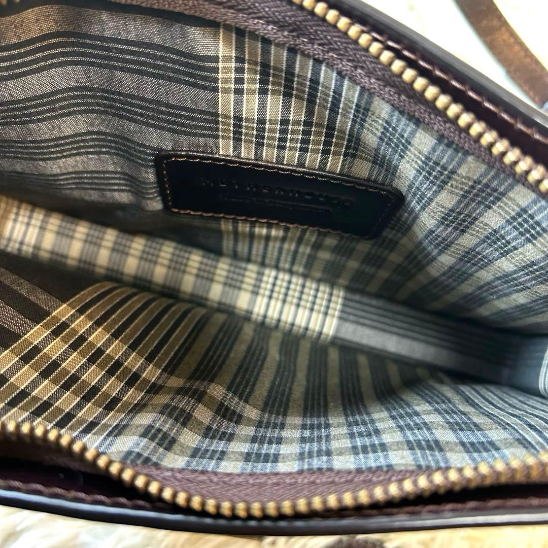 美品 マザーハウス アンティーク サコッシュ ロゴ刻印 レザー ブラウン