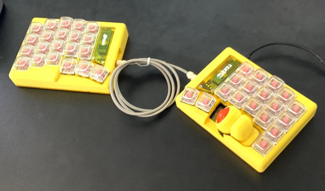 Keyball39用　ガスケットマウントケース（イエロー）