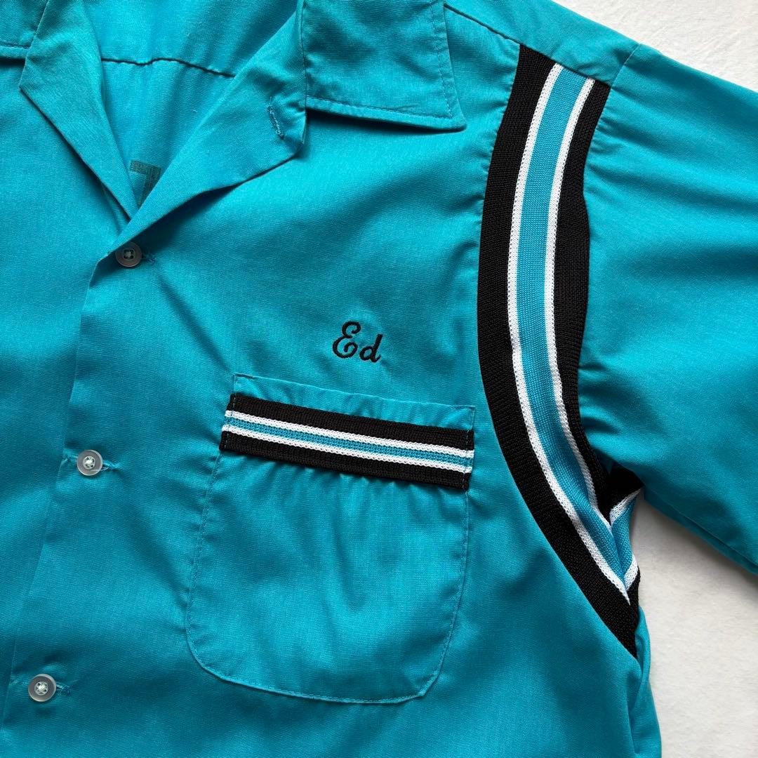 USA製 ヒルトン　ボーリングシャツ　半袖シャツ　ヴィンテージ　古着　ブルー　M