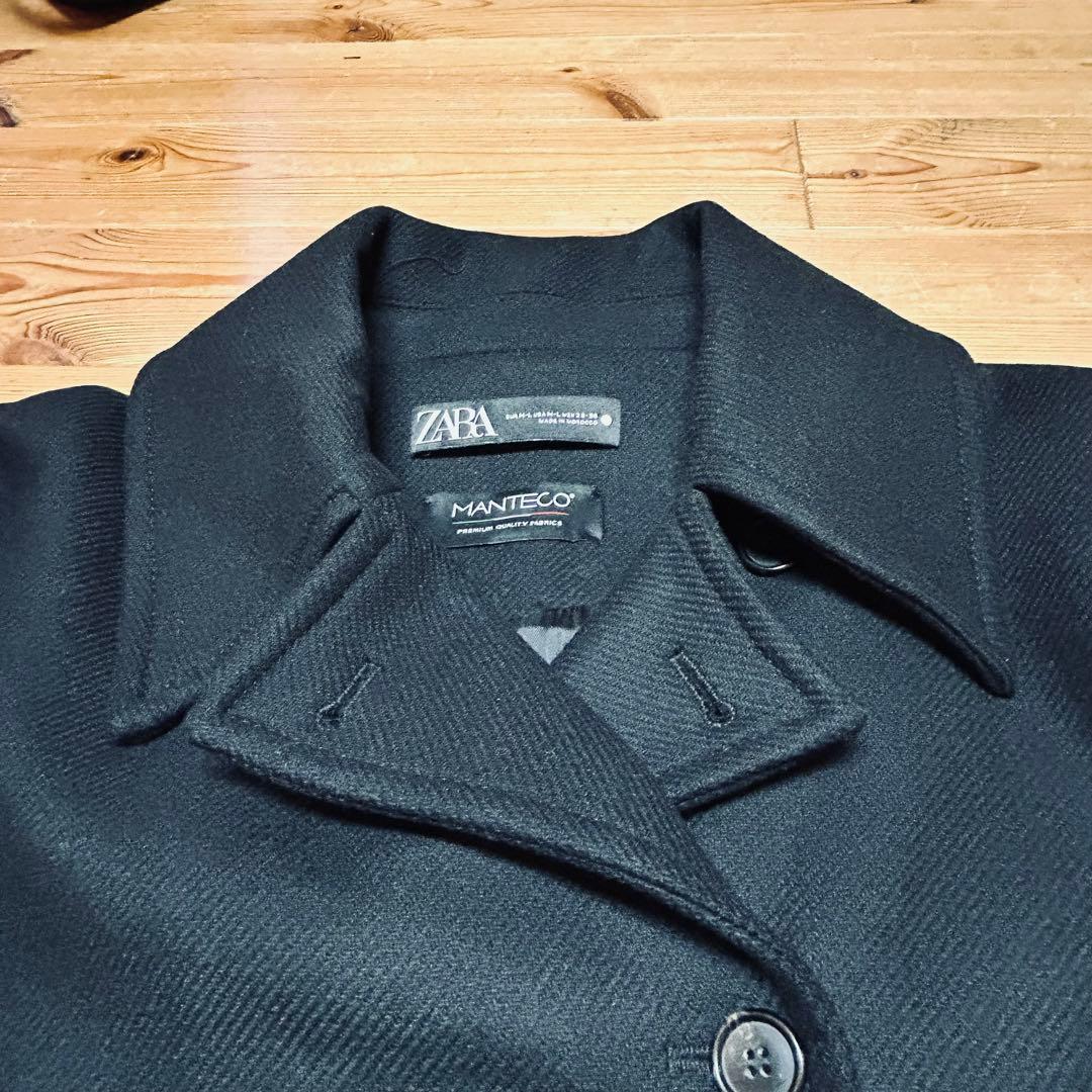 ★期間限定★美品　ZARA／クロップド MANTECOウールコート　／黒／M-L