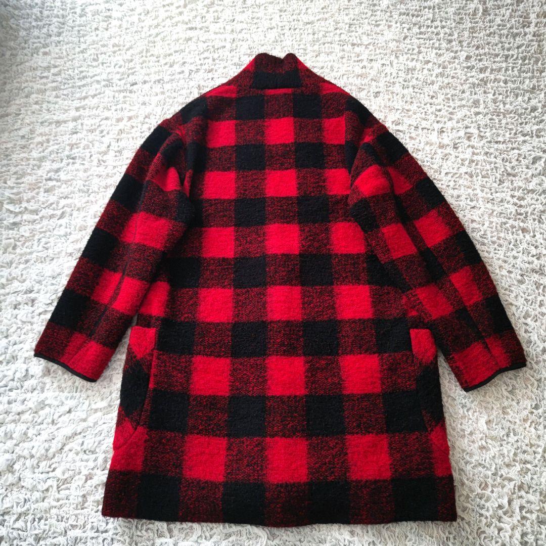 イザベルマラン エトワール　ウール混　レッドチェック　ニットコート　34