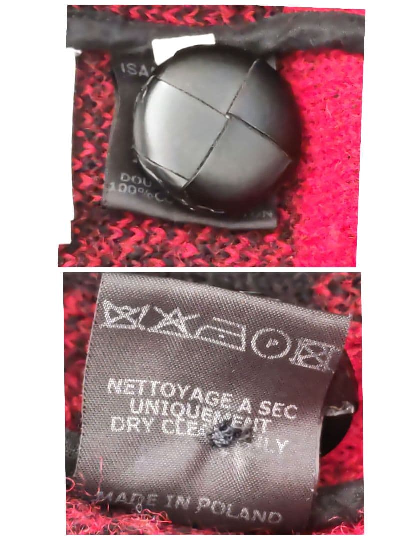 イザベルマラン エトワール　ウール混　レッドチェック　ニットコート　34