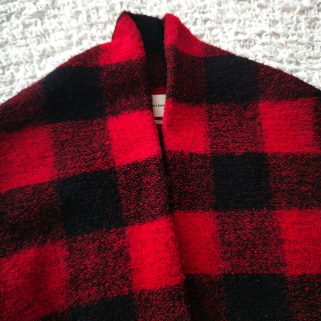 イザベルマラン エトワール　ウール混　レッドチェック　ニットコート　34