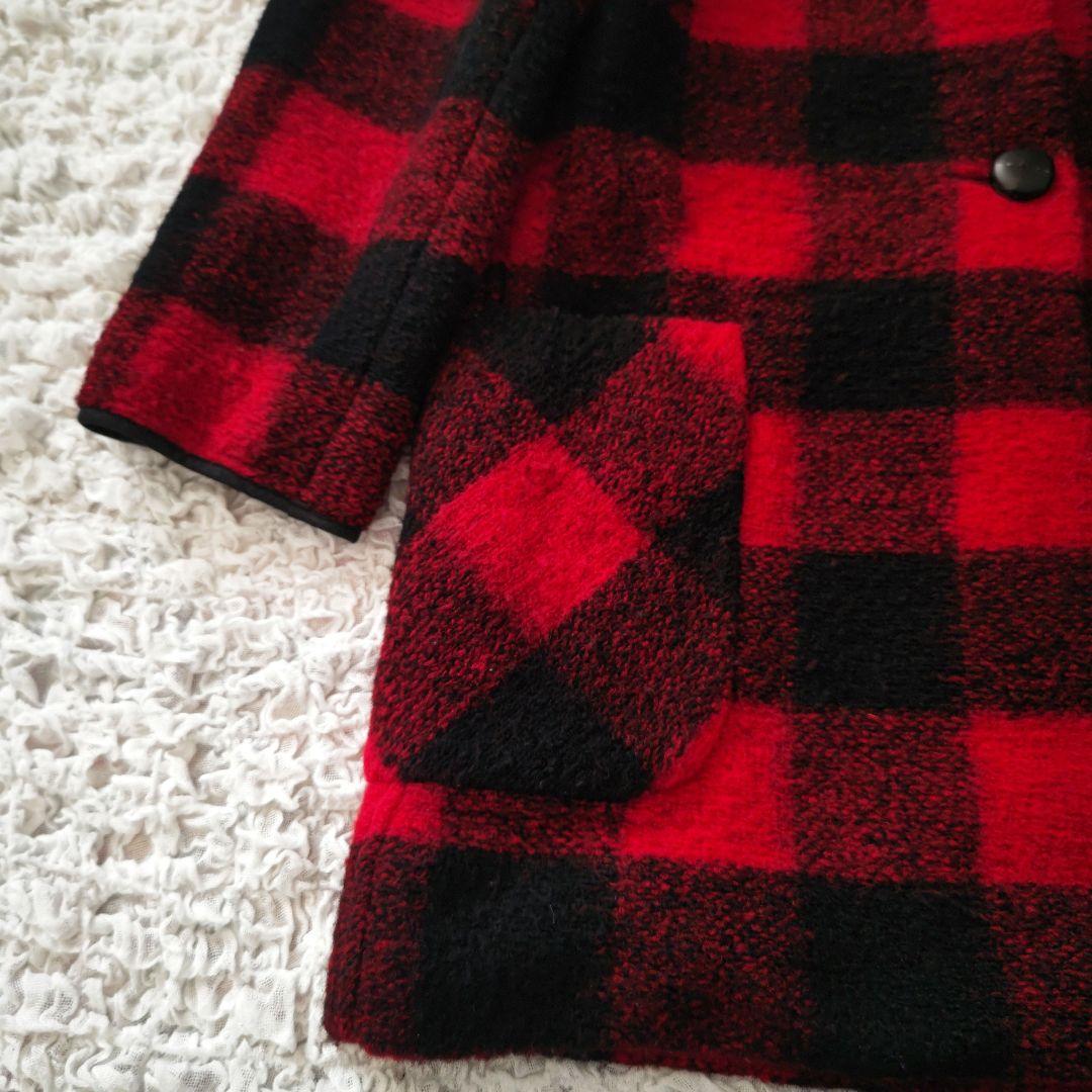 イザベルマラン エトワール　ウール混　レッドチェック　ニットコート　34