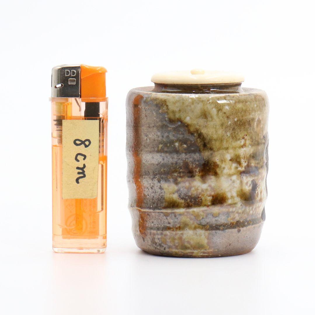 保庭楽入作 信楽肩衝茶入 紫野聚光寛海書付 万代屋緞子 茶道具　M319　NT2