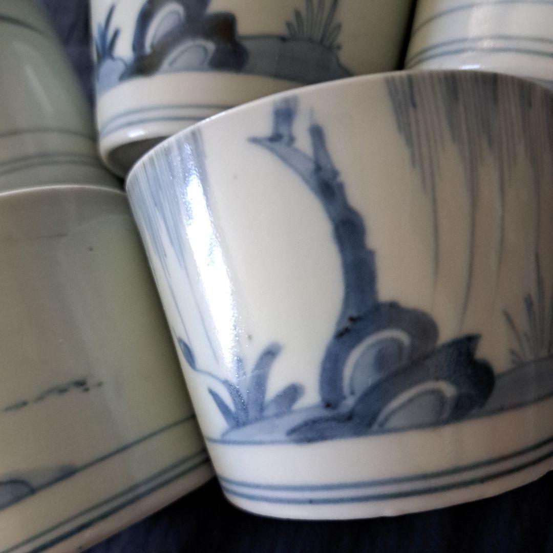 「5客揃(そろ)いの楽しみ ②！」 古伊万里そば猪口 5客セット 骨董アンティー