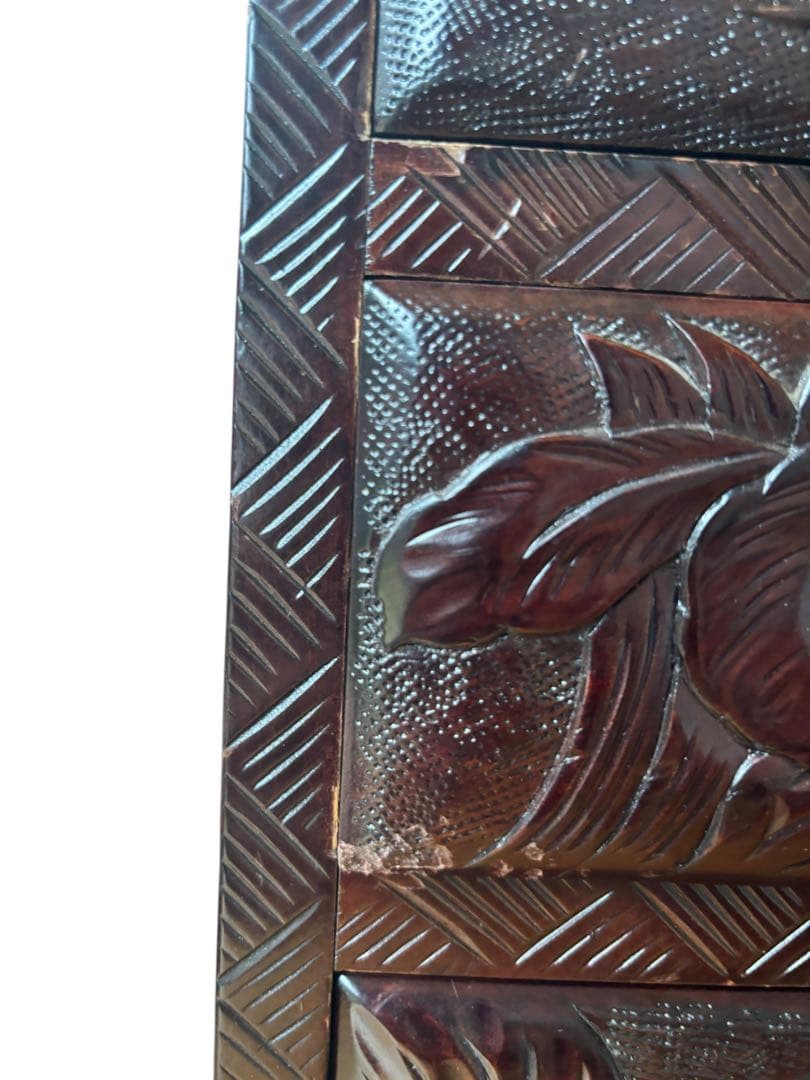 軽井沢彫り　チェスト　箪笥　伝統工芸　薬箪笥 小引き出し 和彫　子箪笥