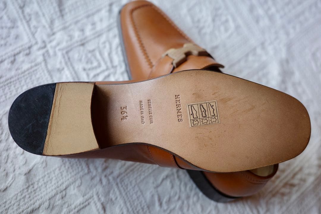 【正規品・極美品】 HERMES ローファー 36.5 木製Hバックル 箱付き