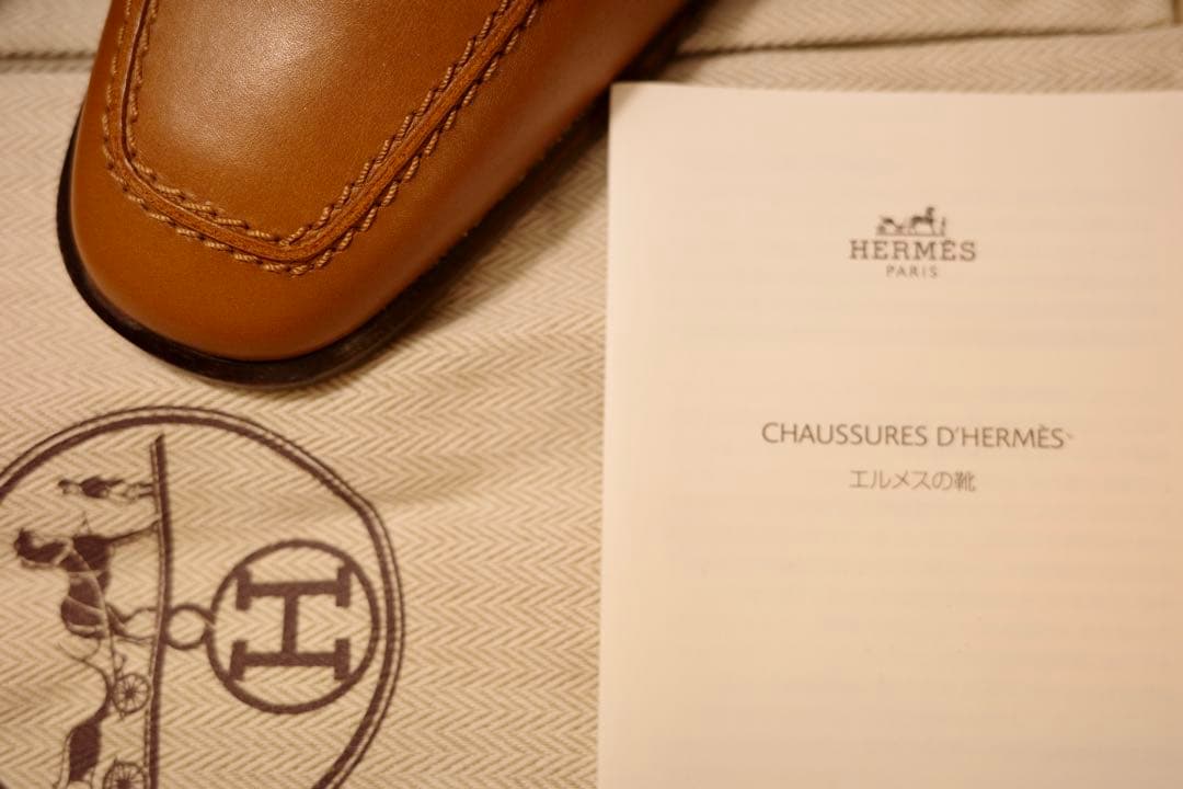 【正規品・極美品】 HERMES ローファー 36.5 木製Hバックル 箱付き