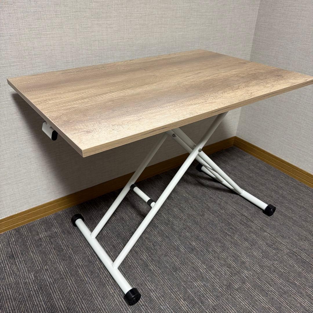 未使用品武田コーポレーションガス圧昇降式テーブルナチュラル 90×60×71.5
