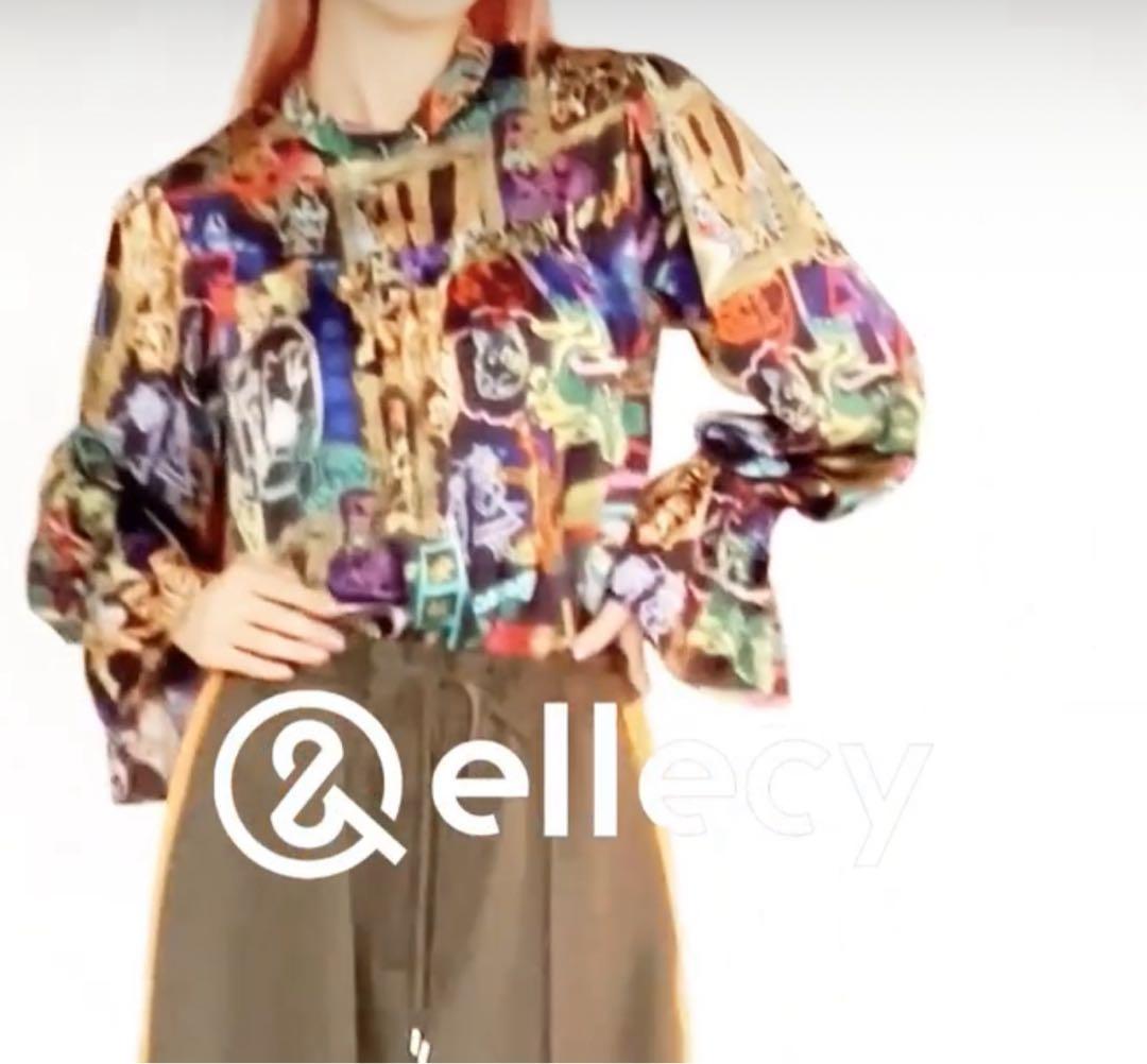 &ellecy アンドエルシー　ネオン　ブラウス　フリル　猫　ネコ　チャイナ