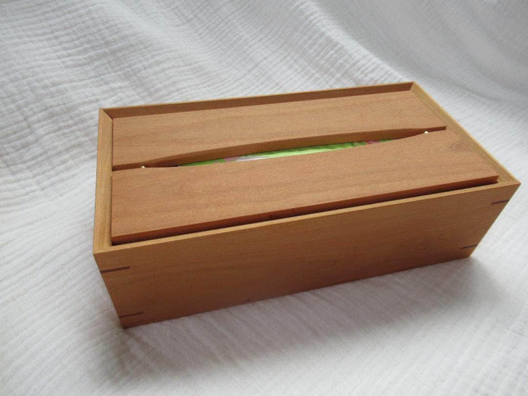 無垢オイル仕上げ 真鍮 ティッシュボックス ティッシュケース 国産 山桜 木製