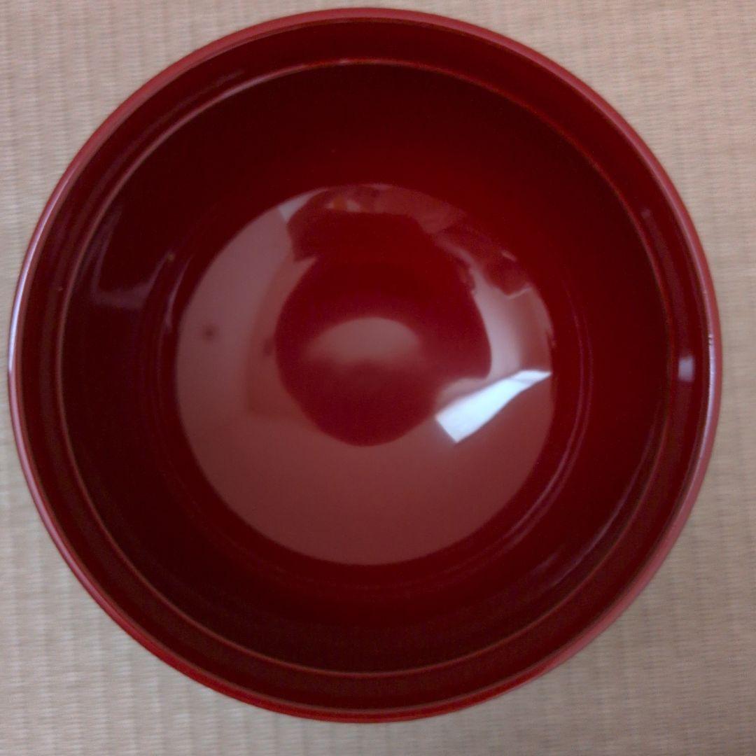 山中漆器　蓋付き椀　羽反雑煮椀　総朱漆金ライン　5客セット　新品未使用