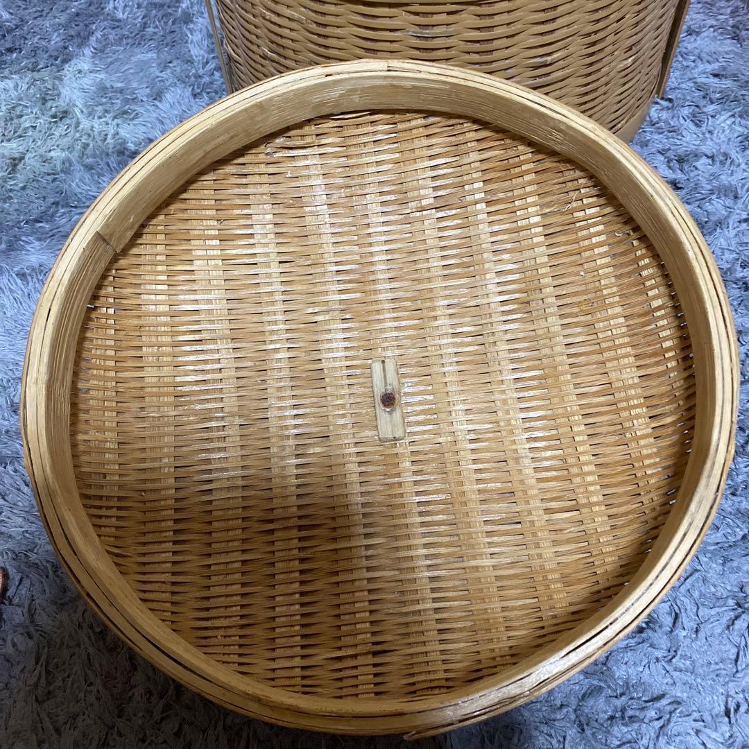 レトロ　竹細工♡ 竹籠　蓋付き　工芸品　バスケット　竹細工
