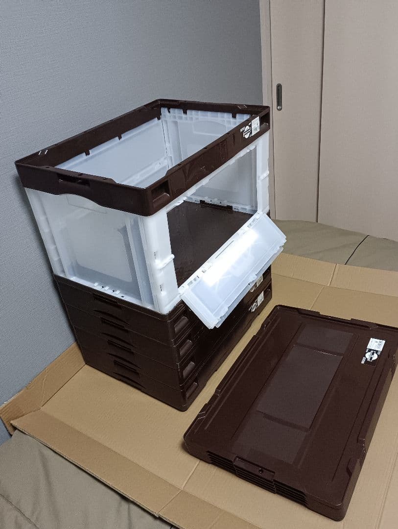 中古⑤　5個セット　折りたたみコンテナ　50L 長辺扉付　蓋あり