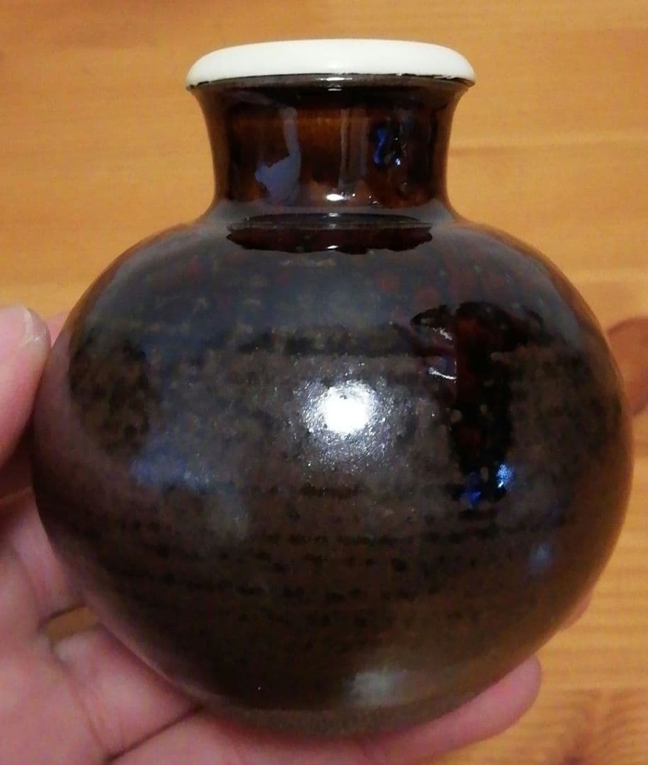 笹田有祥作　木下　丸壺　中興名物　茶入　共箱　仕服付　略歴付　茶道具